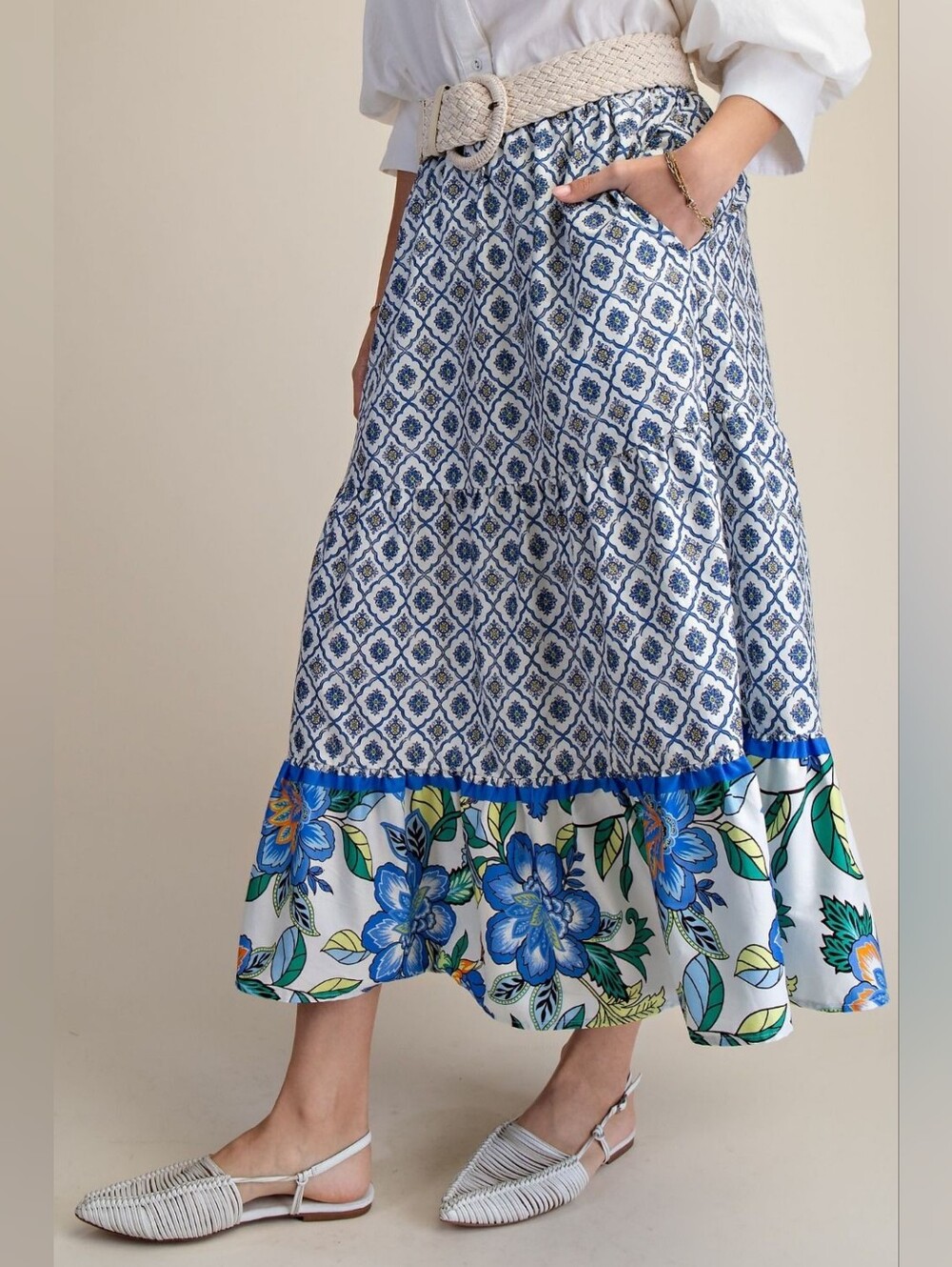 NWT Border Printed Cotton Poplin Skirts S/M/L